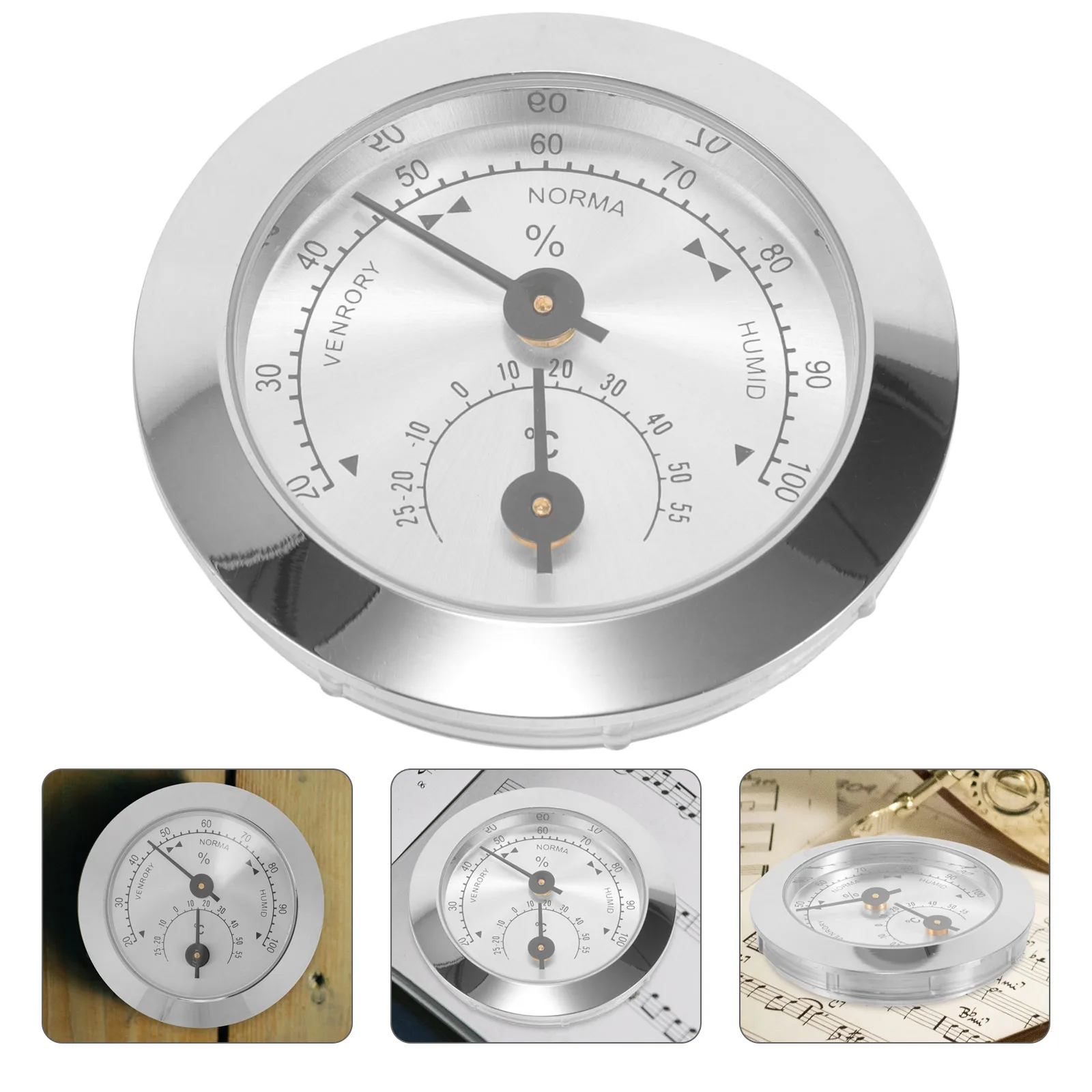 

50MM Silver Violin Hygrometer Mini Humidity Meter for Guitar Case Temperature Monitor Musical Instrument Accessories