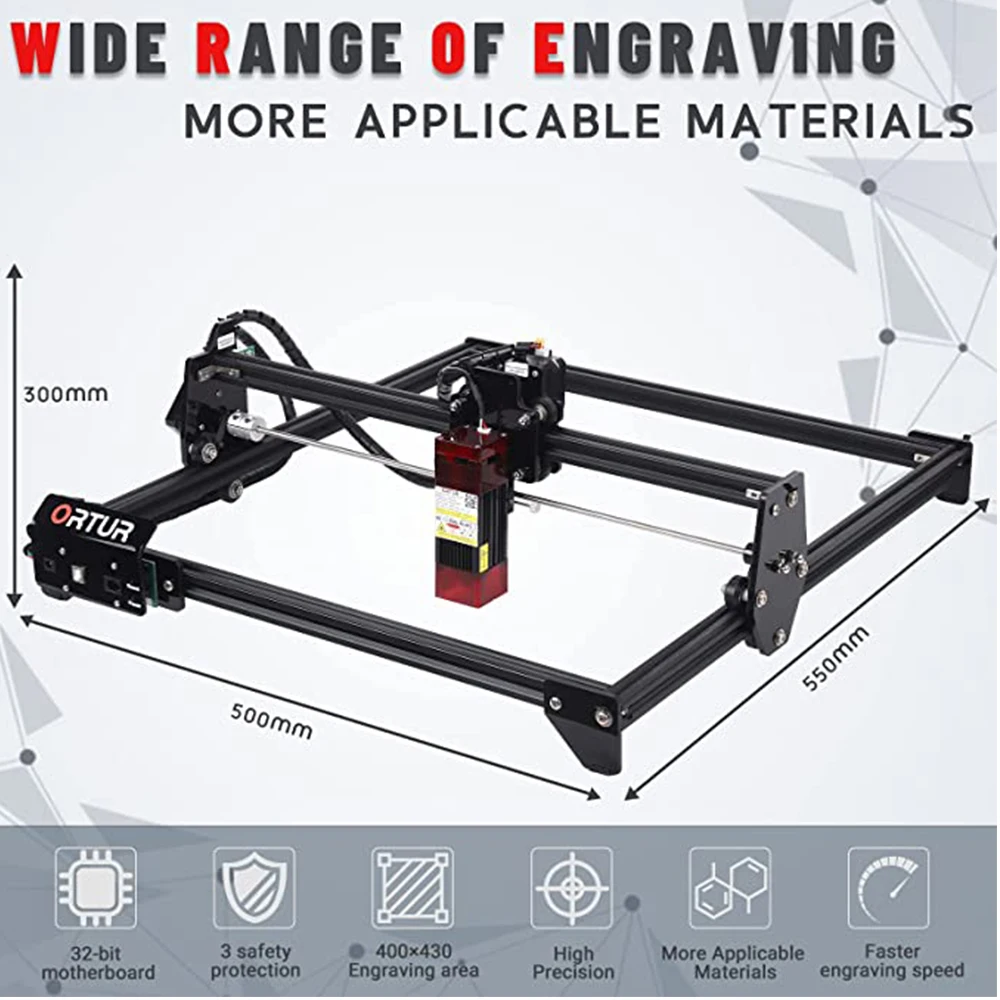 ORTUR Laser Master 2 S2-LF SF LU2-2A Laser Engraver Laser Cutter for Wood and Metal Engrave Area 390X410mm
