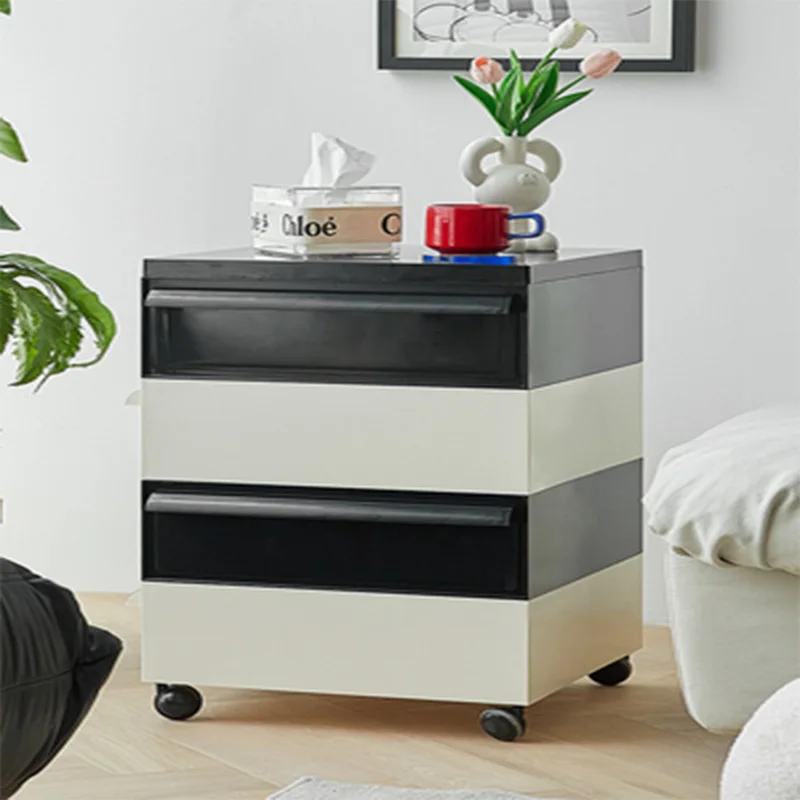Wabi-sabi Wind Movable Bedside Table File Cabinet Storage Office Multi-layer Drawer Simple Ins Side a Few Storage Cabinets