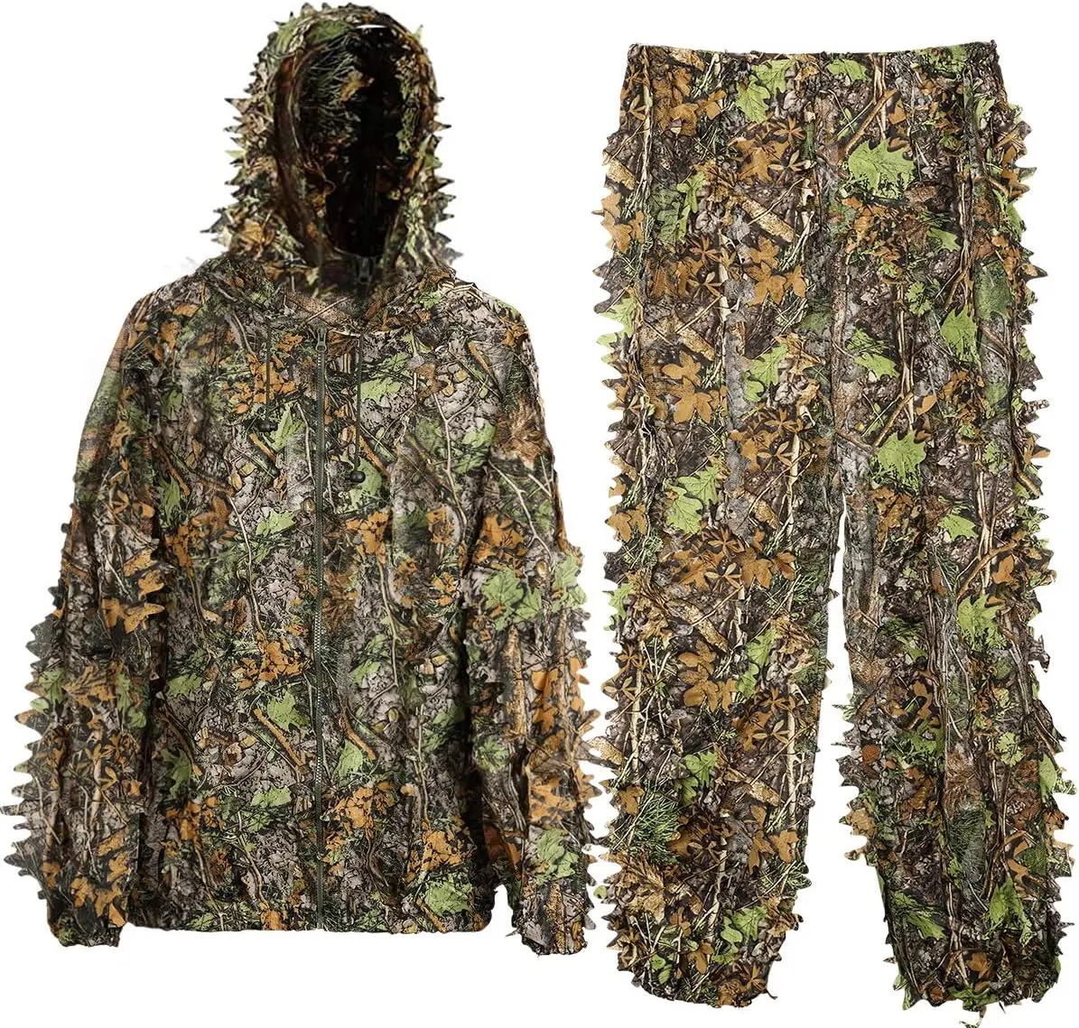 Ghillie Suit 3D Leafy Camo Hunting Suits, Woodland Gilly Suits Gillies Suits for Men, Leaf Camouflage Hunting Suits