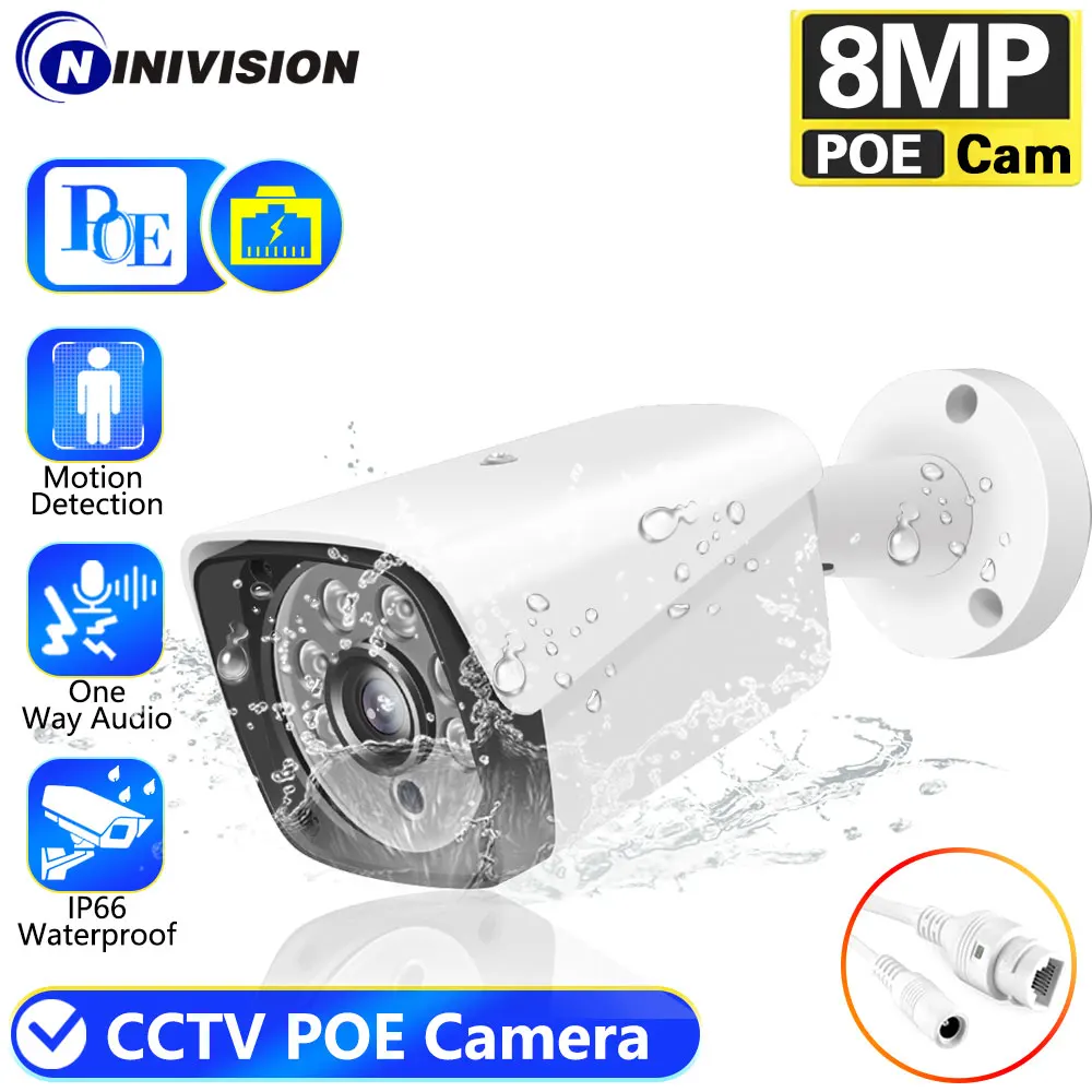 

8MP 5Mp AI Ip Camera Poe Cctv Security Camera H.265+ Outdoor IP66 Waterproof Audio Video Surveillance For 4K 10CH POE Nvr System