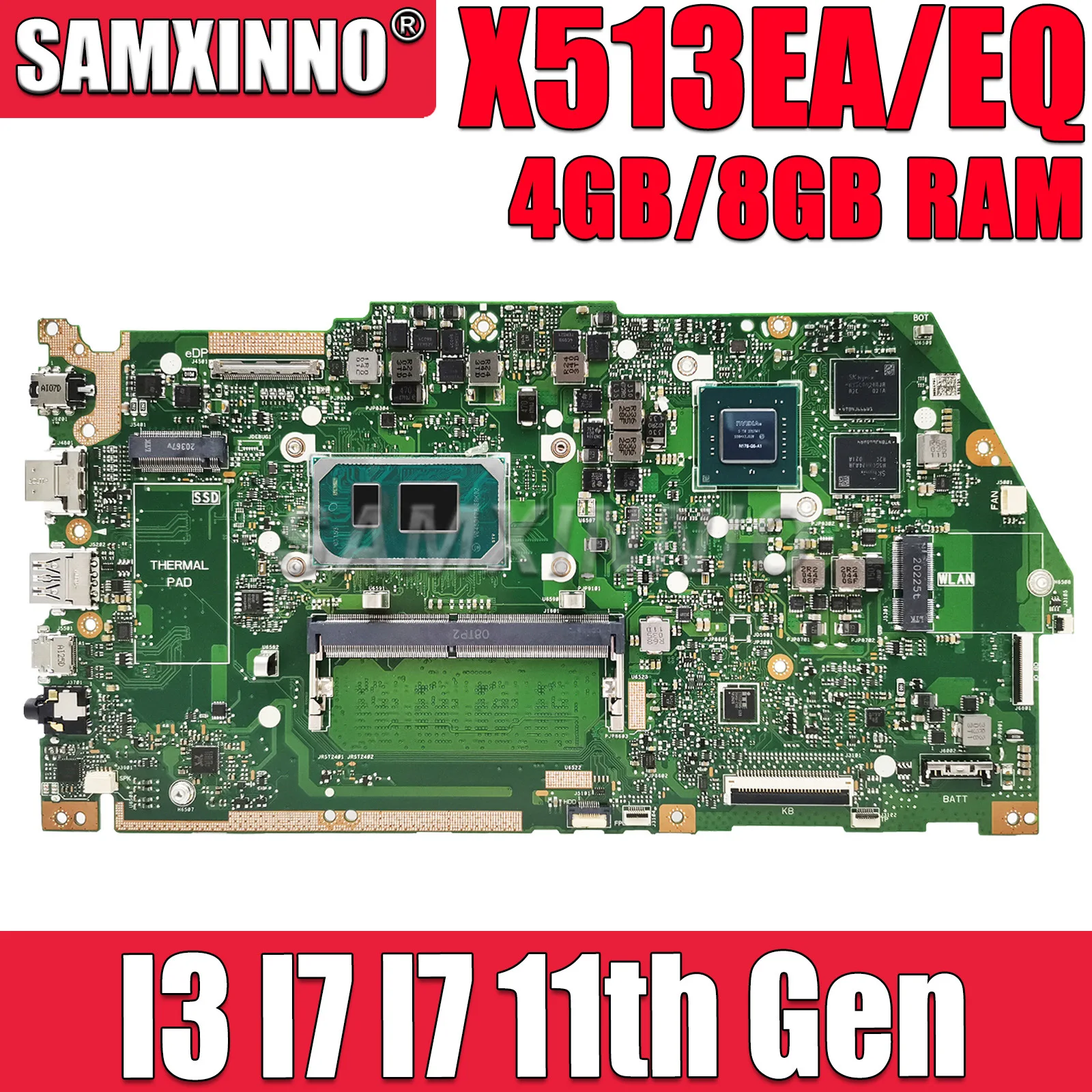 

X513E Материнская плата ASUS X513EA X513EP R513E K513E F513E A513E X513EQ материнская плата для ноутбука i3 i5 i7 11-го поколения ЦП 4 ГБ/8 ГБ ОЗУ