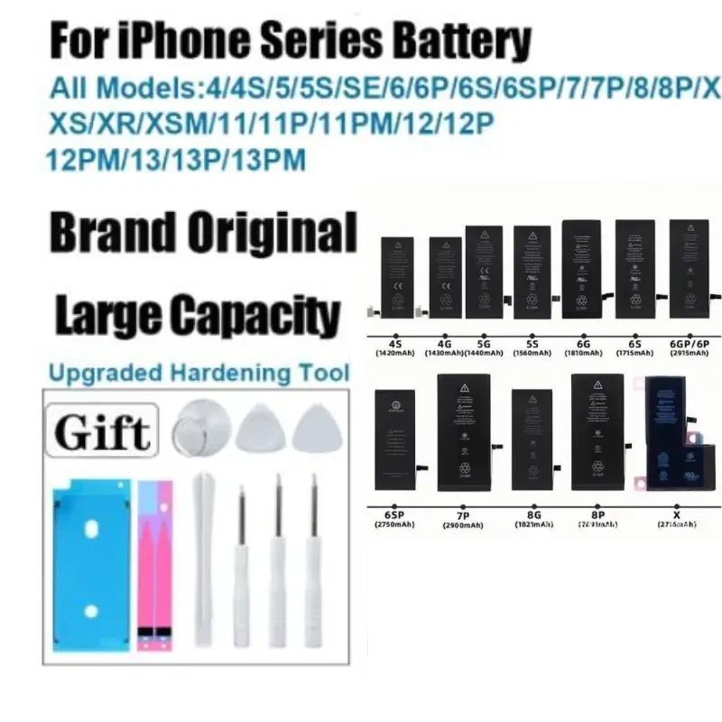 Brand New Phone Battery For iPhone SE 2 4 5S 6 6s 6p 6sp 7 7p 8 Plus X Xr Xs Max 11 12 14 Pro Battery For Apple With Tools