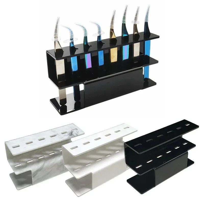 1 pièce Support de rangement en acrylique transparent à 6 fentes pour pinces à cils et extensions de cils, présentoir pour outils de maquillage et boîte de rangement