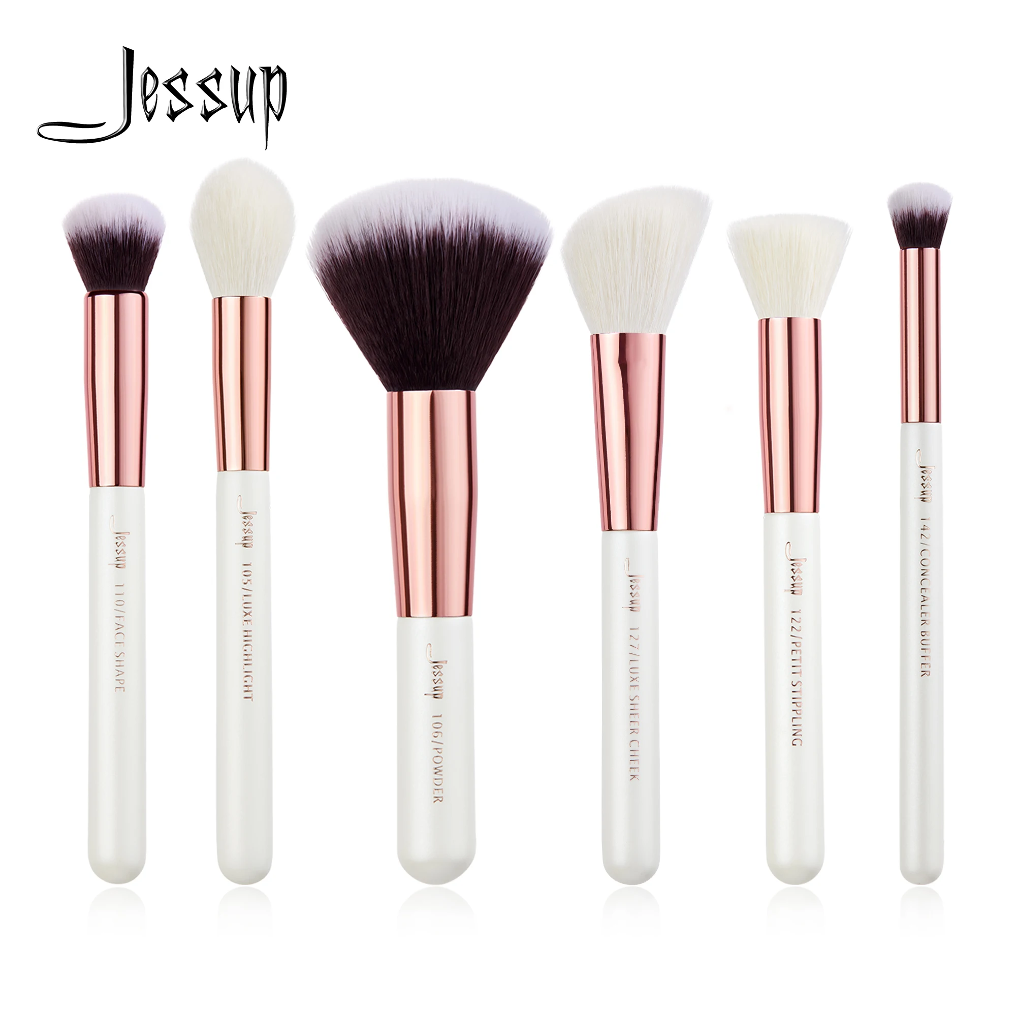 Jessup Makeup Brushes Set 6pcs Makeup Brush Natural-Synthetic Powder Contour Blush Highlighter Blend Concealer Makeup Brush Kits