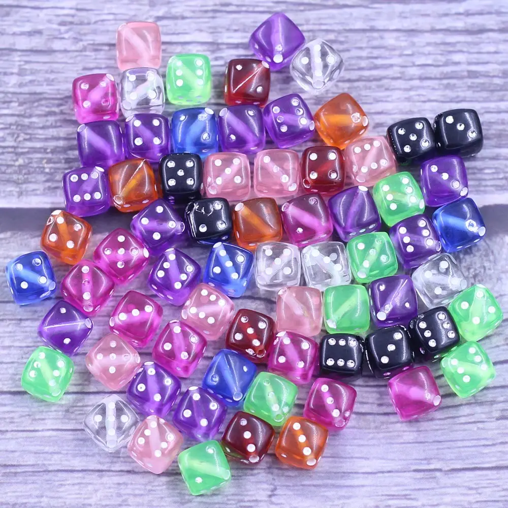50 Stück Spacer Perlen Würfel Würfel Acryl Punkt bunt transparent für Charms Halskette Schmuck Dekoration Armbänder DIY Erkenntnisse 9 mm – Detail 6