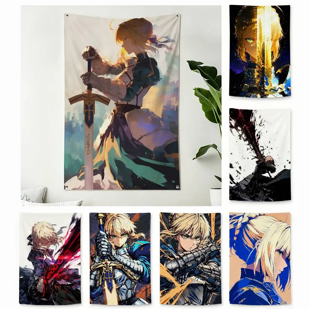 Fate S-Saber Cool Alter Home Decor Vertical Flags Indoor Outdoor Hanging Decor for Bedroom Living Room Wall Decoration