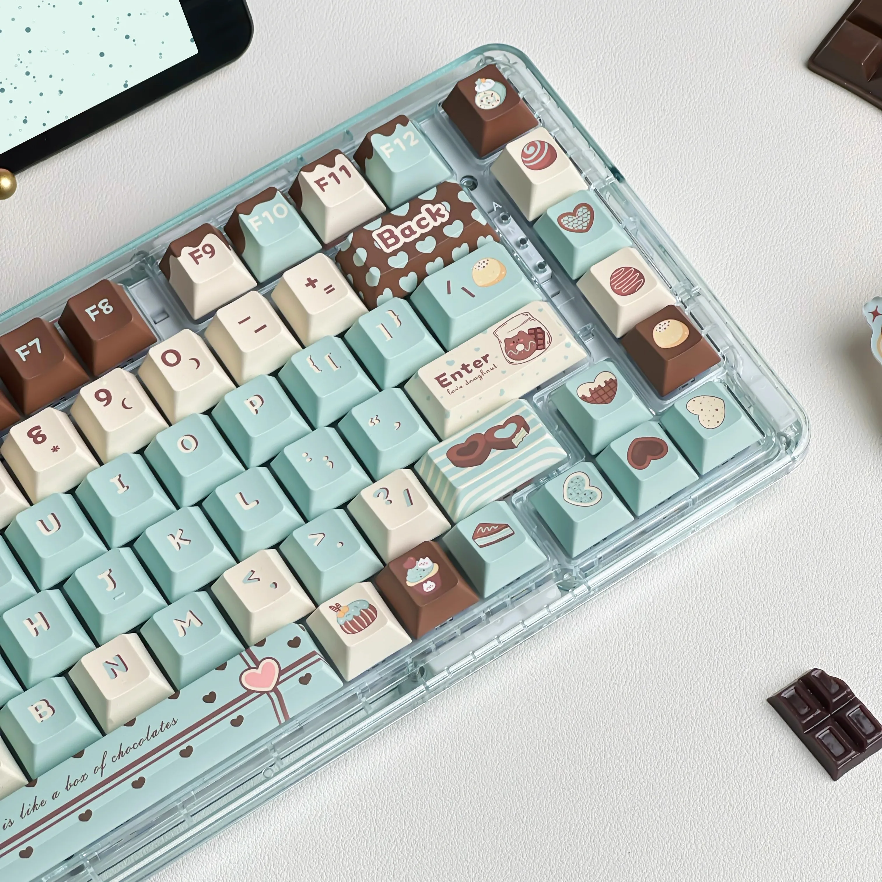 

Mint Chocolate Keycaps Original Height Pbt Full Five-Sided Sublimation Original Customized Mechanical Keyboard Keycaps