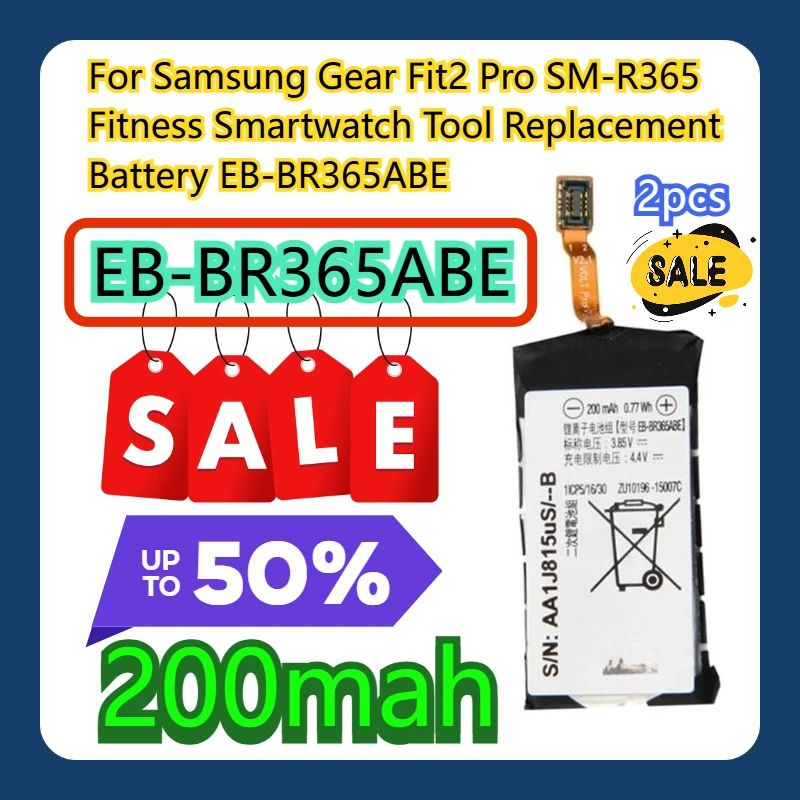 

For Samsung Gear Fit2 Pro SM-R365 Fitness Smartwatch Tool Replacement Battery EB-BR365ABE 2PCS