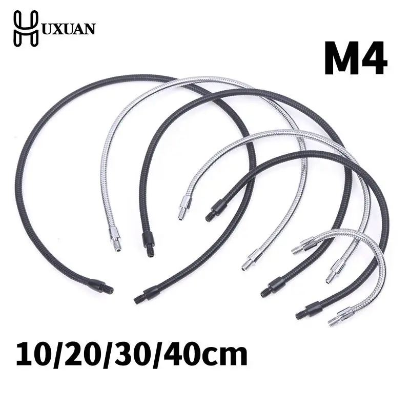 10/20/30/40cm LED Gooseneck M4 Black Silver Microphone Positioning Hose Two External Teeth M4 Flexible Snake Tube