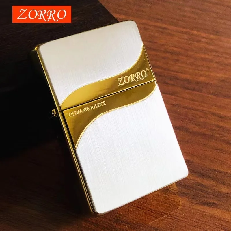 ZORRO Original Copper Kerosene Lighter Creative Color Separation Retro Grinding Wheel Ignition Smoke Accessories Gadgets For Men