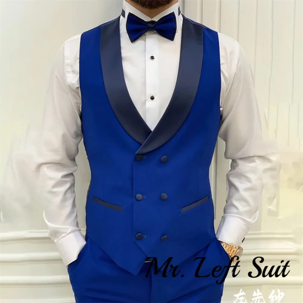 Men Slim Fit Suits 3 Piece Double Breasted Suit Men Wedding Prom Party Business Blazer Vest and Pants