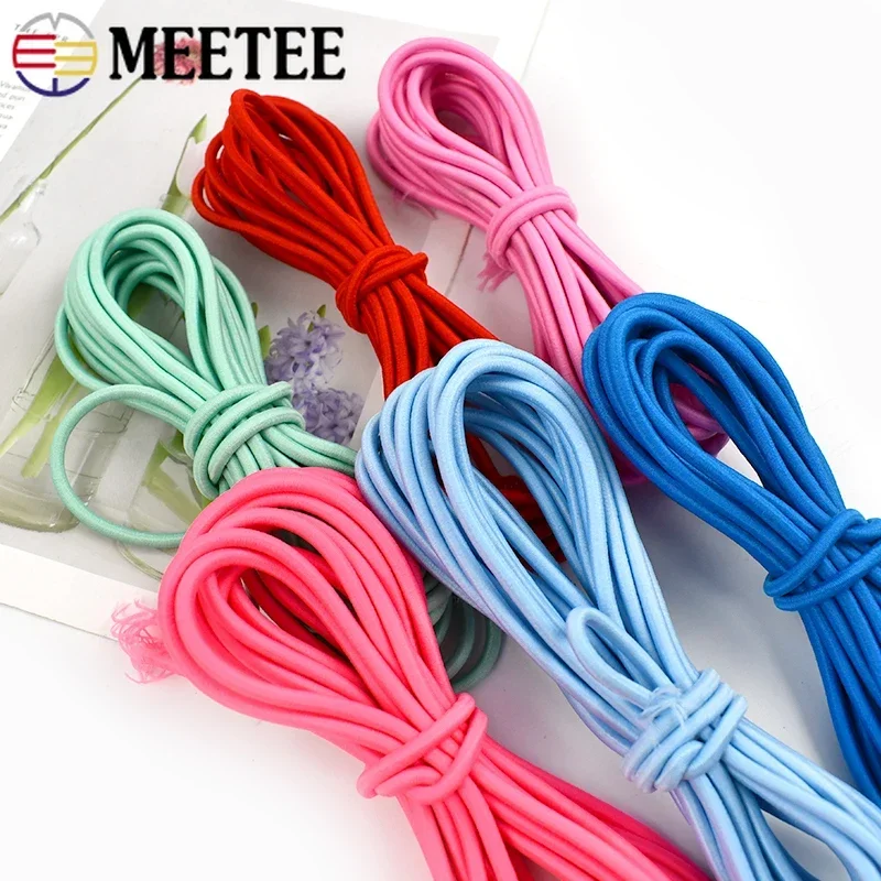 10/20M Round Elastics Band 4mm Colorful Rubber Rope HairBand Bungee Cord Clothes Belt Elasticity Drawstring Sewing Accessories