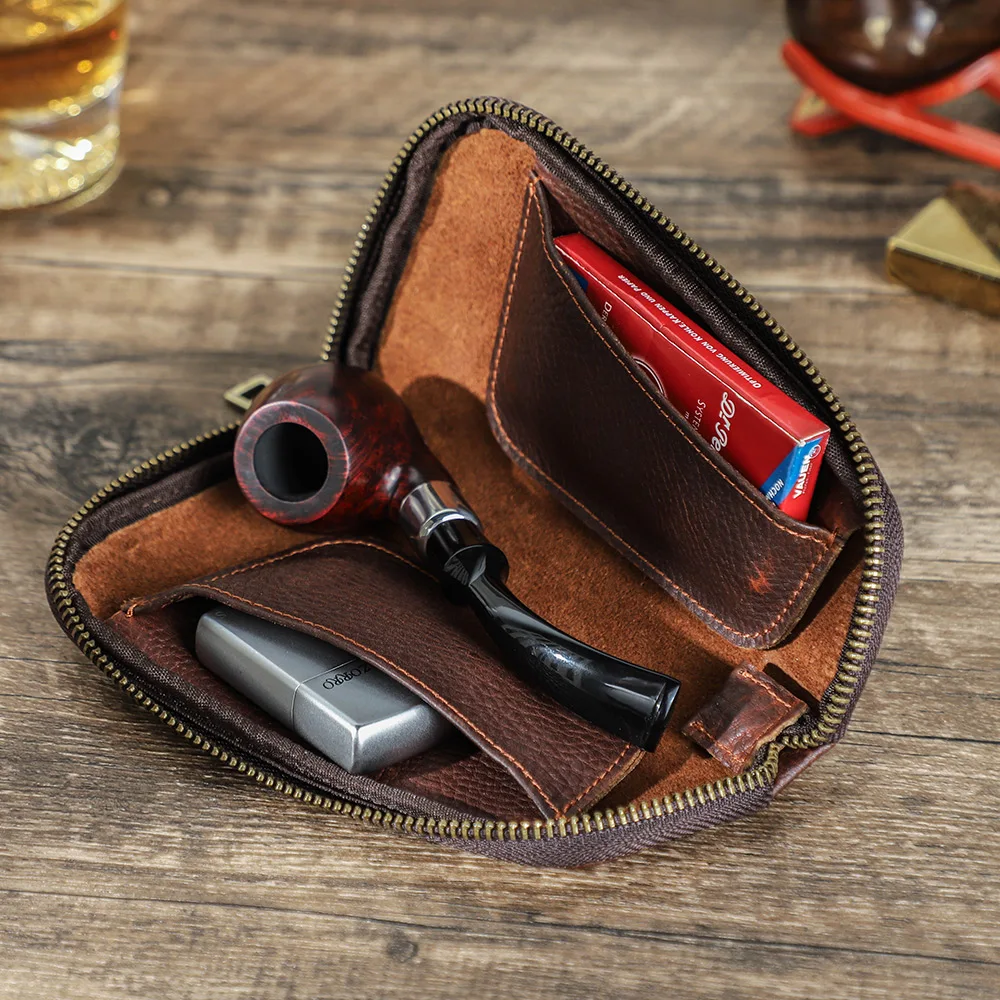 Genuine Leather Case for Tobacco Smoking Pipe Portable Herb Tobacco Smoking Pipe Pouch Smoking Tools Accessories