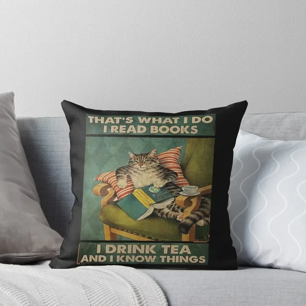 

That's What I Do I Read Books cat funny Throw Pillow home decor items Throw Pillow pillow