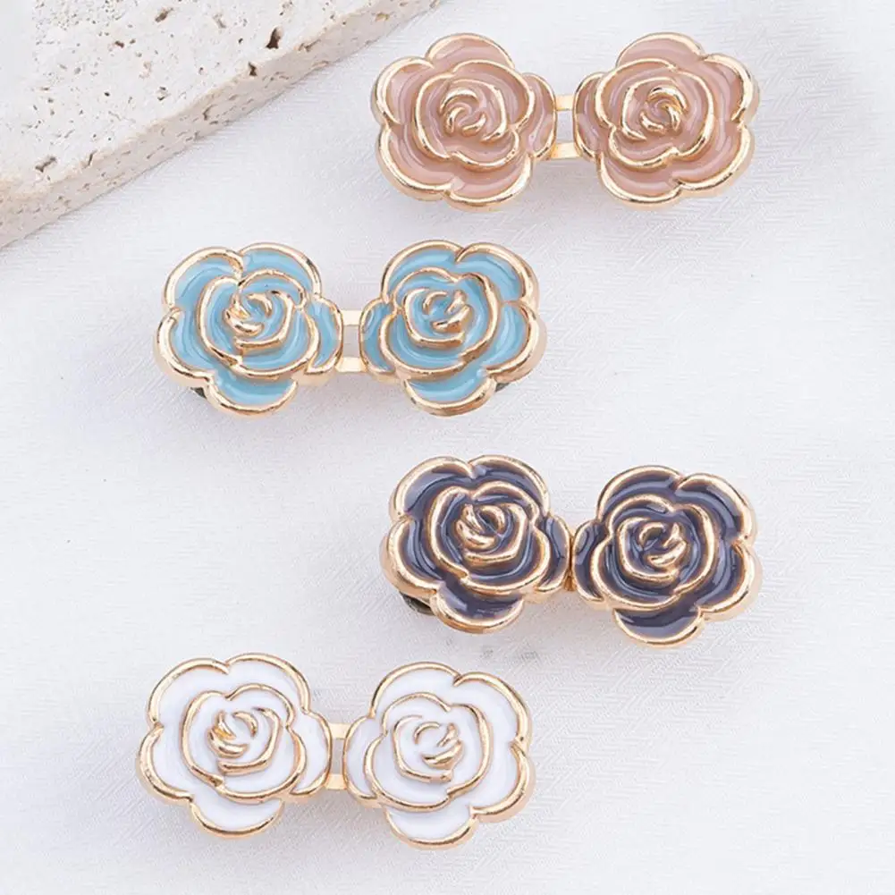 Metal Waist Tightener Adjustable Waist Support Rose Waist Tightener Pins Set No-sew Metal Flower Clips Adjustable for Jeans