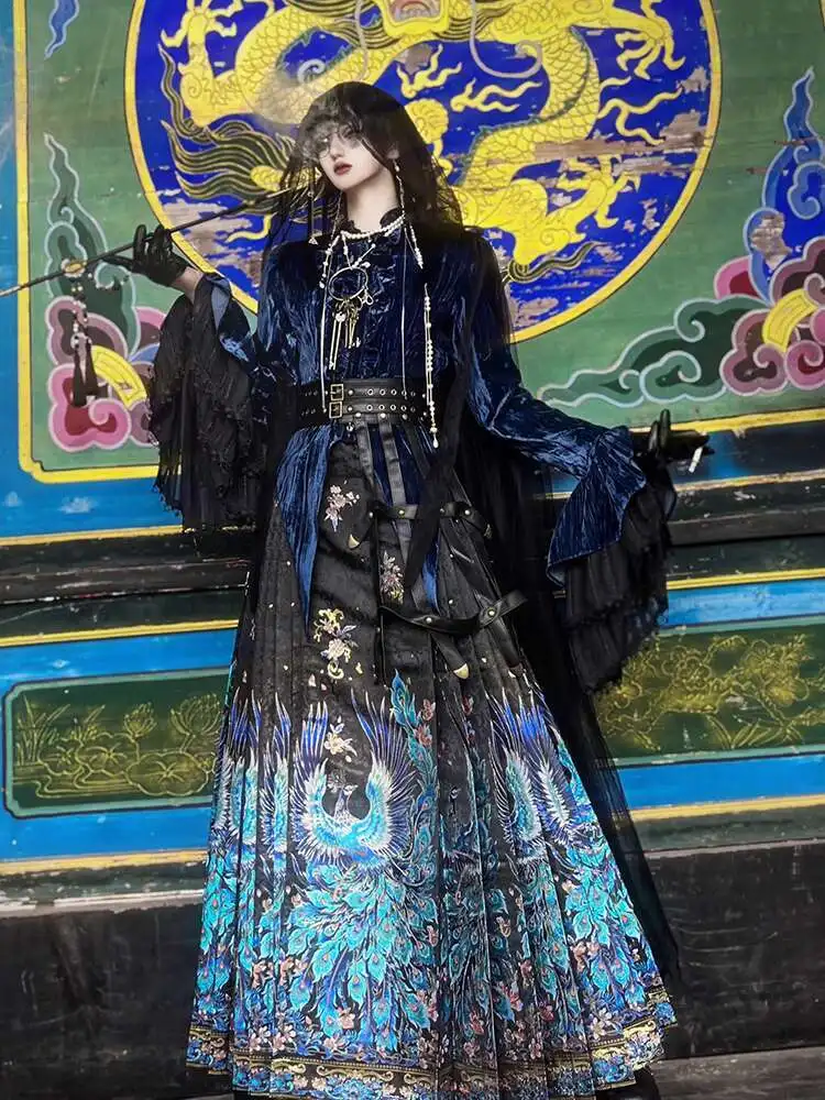 New Chinese Style National Style Han Elements Horse-face Skirt Womens fashion Year Of The Snake Heavy Industry Long Skirt