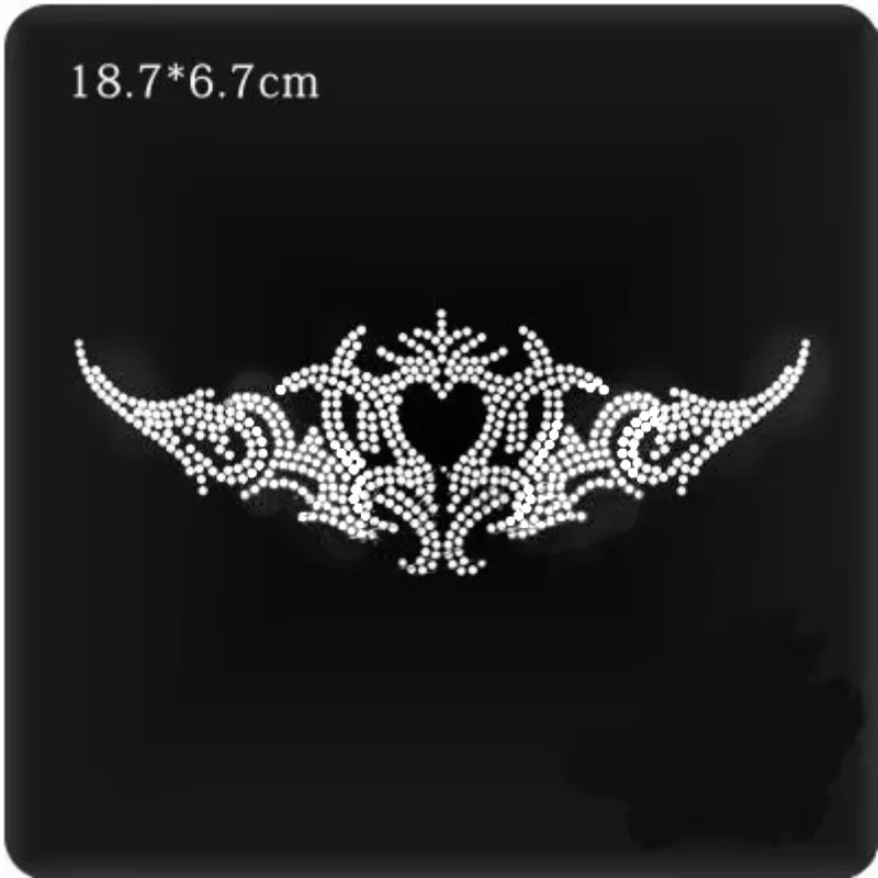 2pc/lot Heart Wings Iron on Rhinestone Transfers Hot Fix Rhinestone Applique for Embellishment Design Transfer