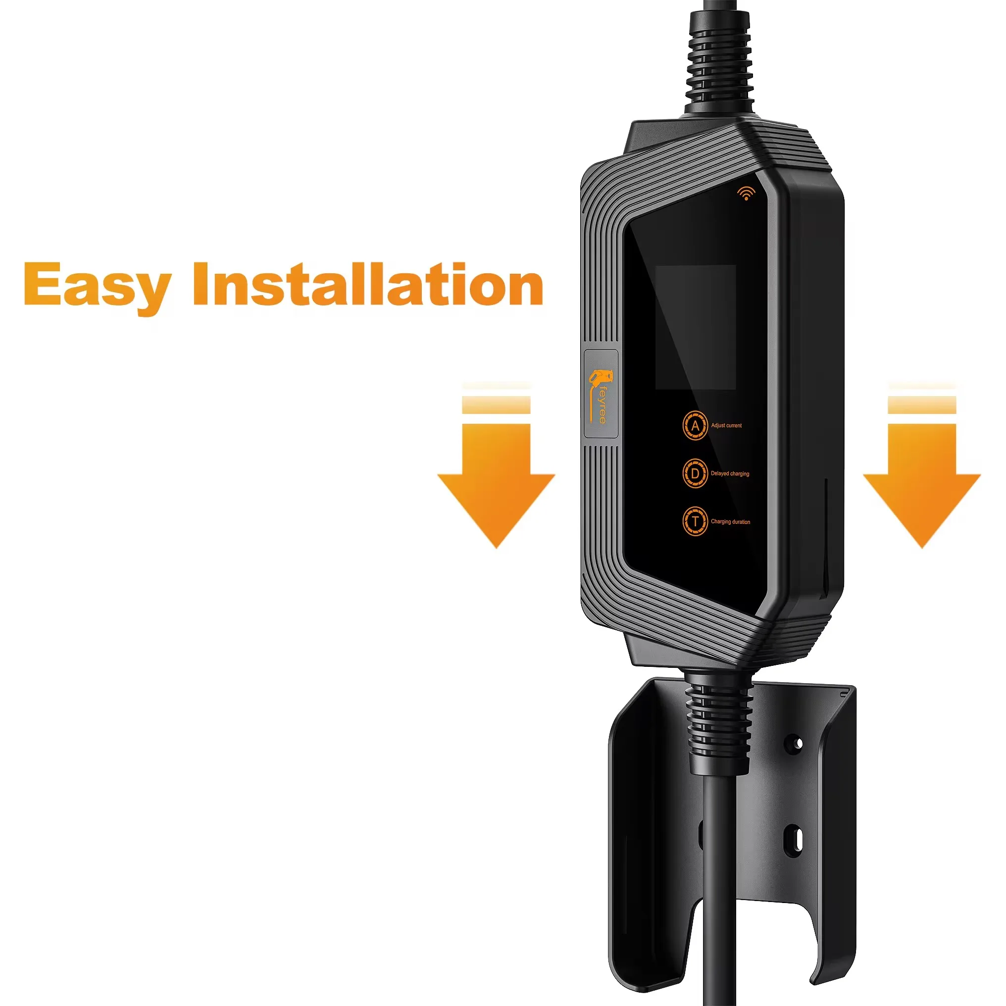 Feyree supporto per scatola di controllo del caricatore del veicolo elettrico supporto per Wallbox con gancio di ricarica EV facile installazione