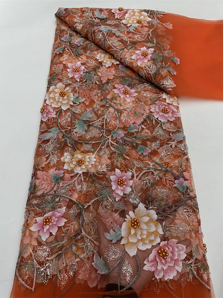 الجملة 3D زهرة الليزر قطع زين صافي جبر أقمشة الدانتيل مطرز والترتر التطريز للنساء فساتين الحفلات المسائية