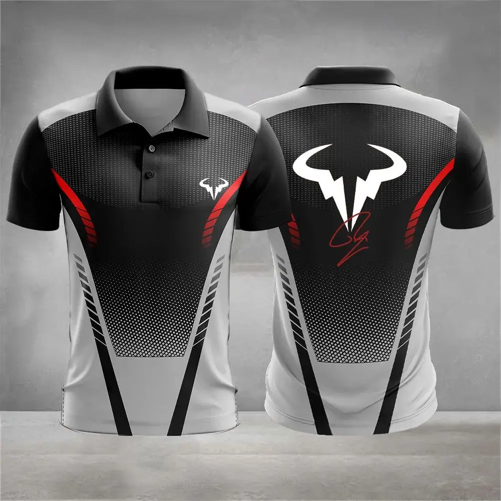 

The new summer 2025 outdoor sports fashion casual men's lapel top made of polyester fiber is comfortable soft and breathable