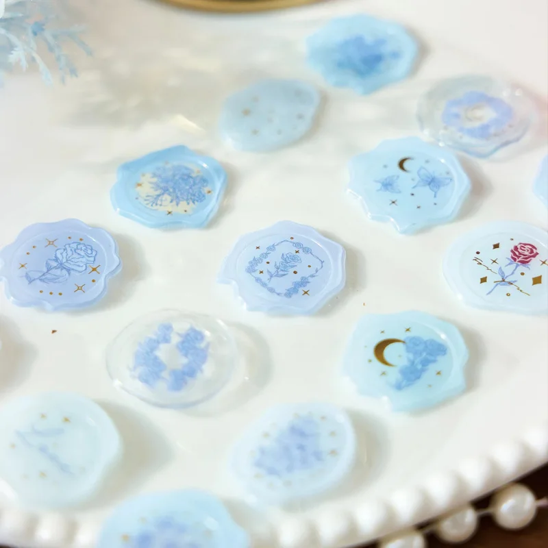 1pc/lot Rose Garden Flat Stickers, Wax Seal Effect Decals, 3D Envelope Sealing Journal Supplies
