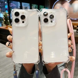 Shockproof Transparent Case For Samsung S26 S24 FE S25 Ultra S23 Plus S22 S21 A36 Crossbody Lanyard Cord Hang Neck Strap Cover