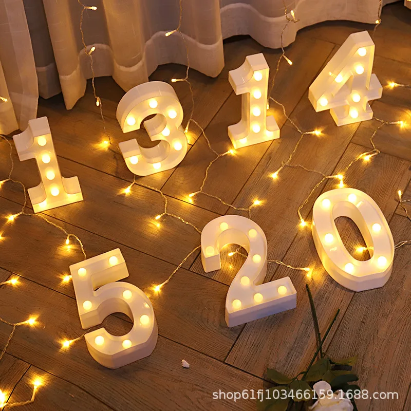 22cm Luminous LED Letter Modeling Night Light 26 English Alphabet Number Battery Lamp Diwali Romantic Wedding Party Decoration