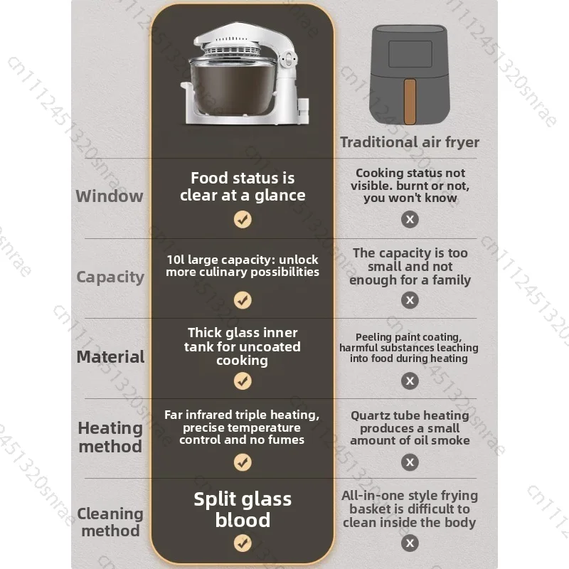 Glass Air Fryer, Household Smoke-free Electric Fryer, Multifunctional Light Wave Stove, Visual French Fries Machine view 5
