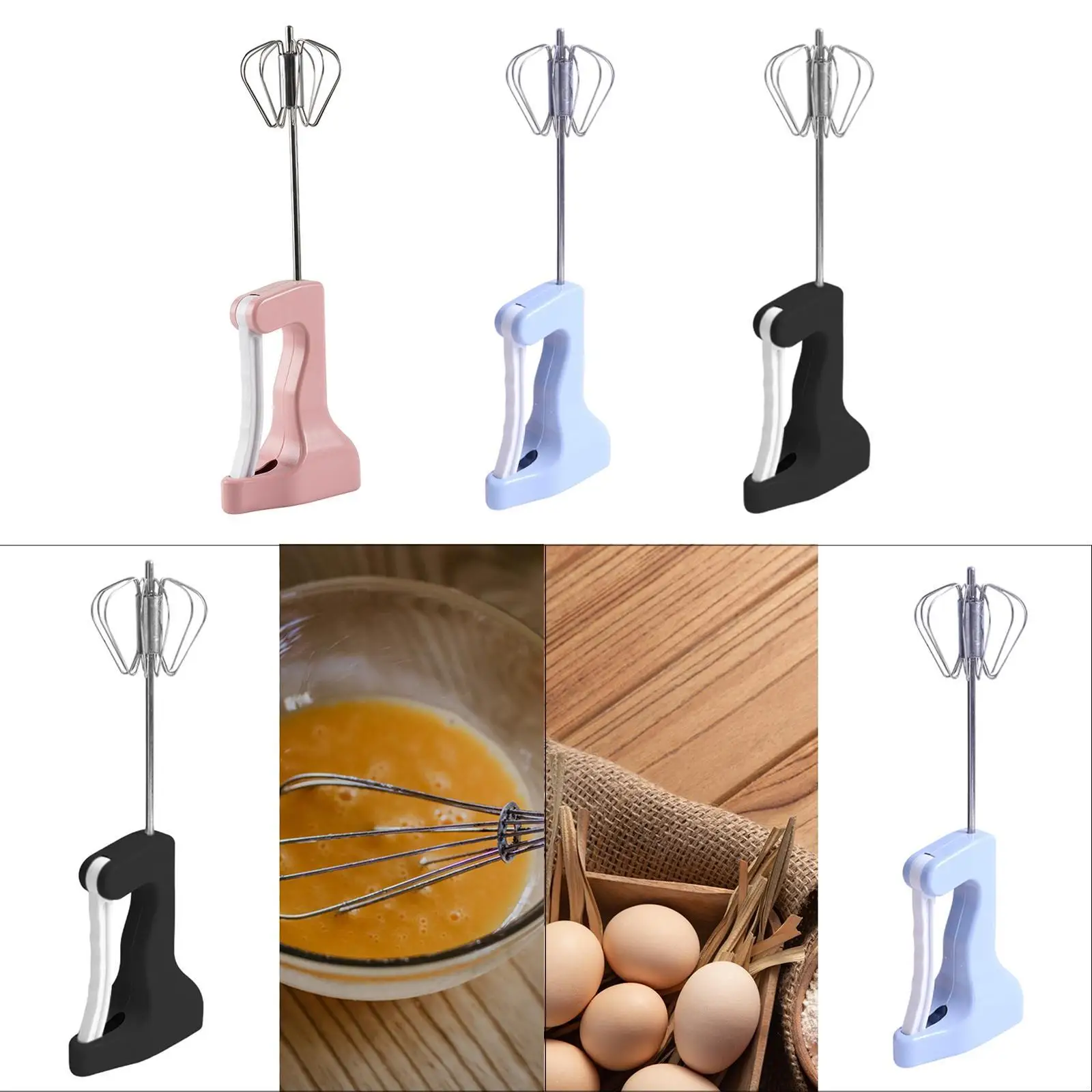 Stainless Steel Egg Whisk Hand Push Mixer Stirrer Versatile Hand Push Whisk for Whisking Stirring Frothing Blending Baking