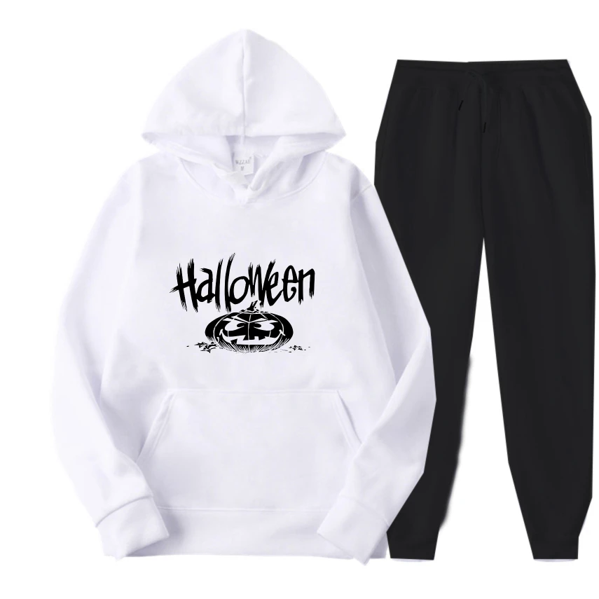 

2025 Halloween Pumpkin Graffiti Print Hoodies Suits Autumn Winter Men Casual Street Wear Graphic Print Comfortable Y2k Pullover