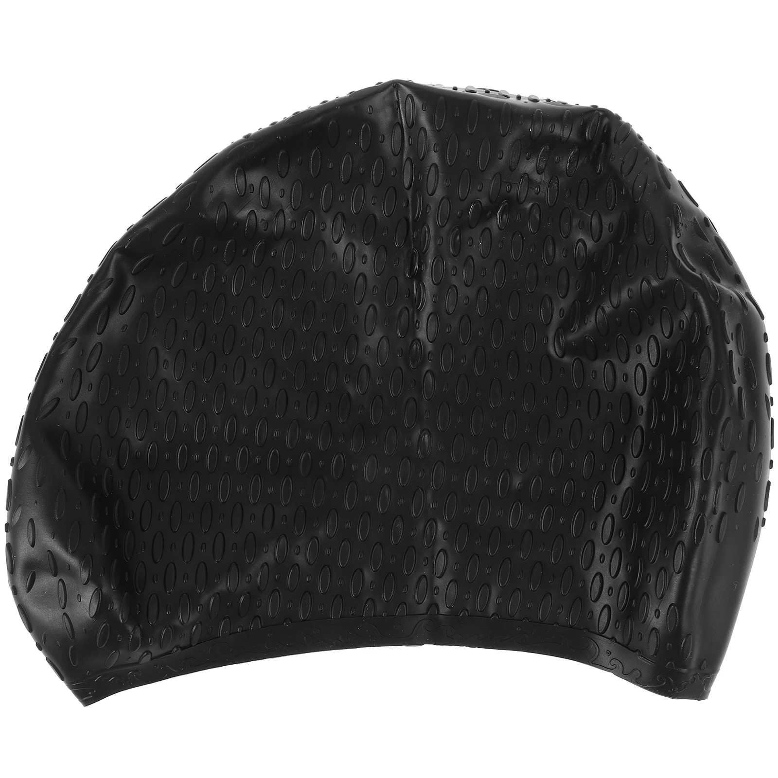 

Silicone Swimming Cap EcoFriendly Waterproof 23x18cm Black Reusable Shower Miss Large Hair Protection Flexible