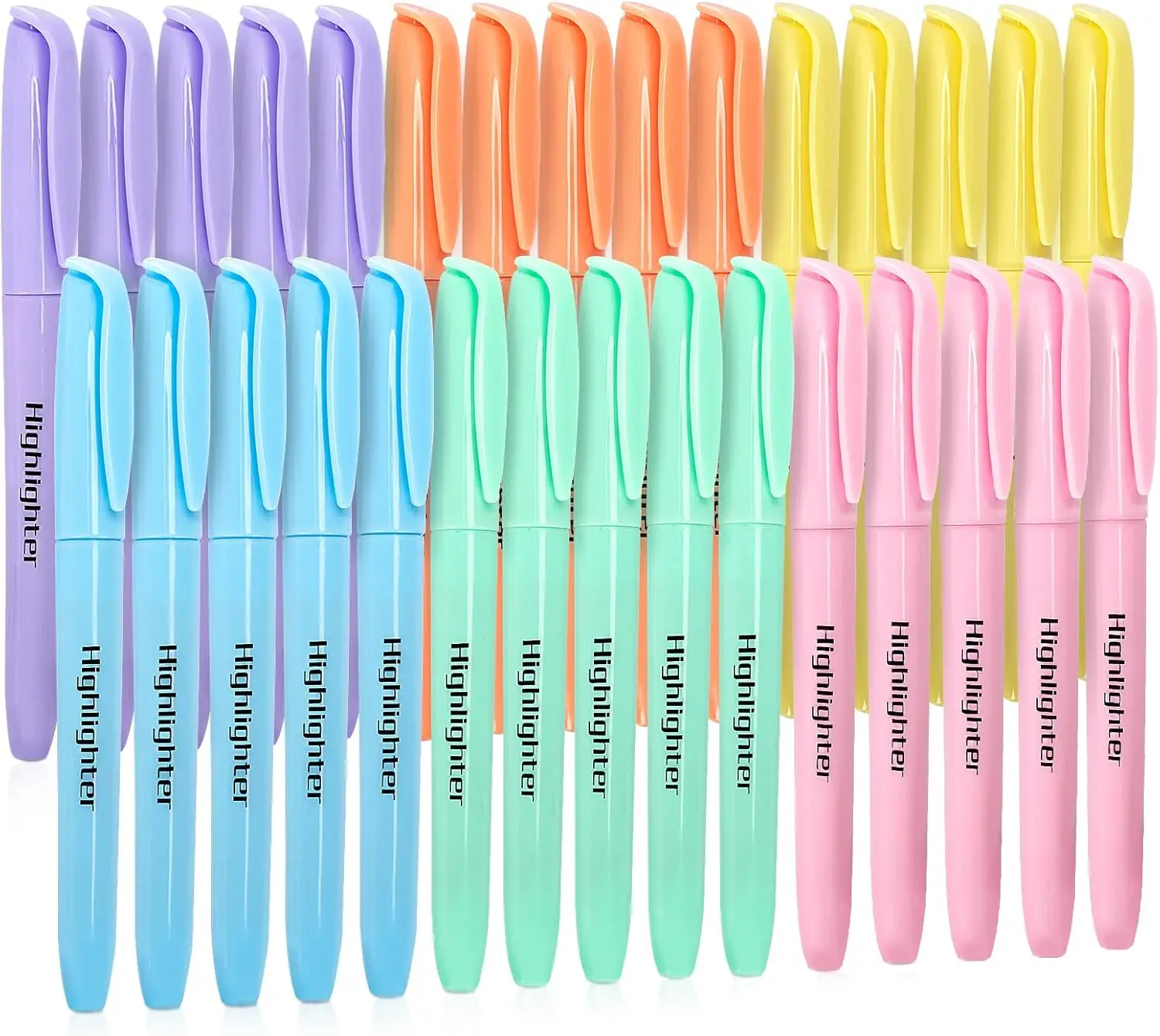 

30 Pack Pastel Highlighters, No Bleed, Soft Chisel Tips for Office & School Supplies