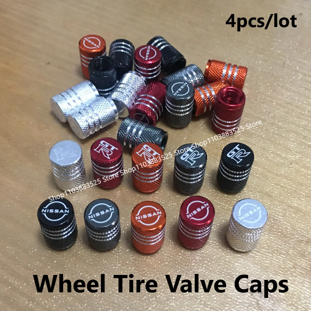 

4pcs Car Wheel Tire Valve Caps for Nissan GTR Altima Nismo Sentra Sylphy PATROL Y62 Almera Tiida Qashqai Versa Lannia Rogue