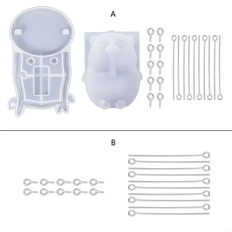 C71C 3D Piggy Silicone Moule Set Moules d'animaux porc pour l'artisanat DIY Décorations voitures à maison