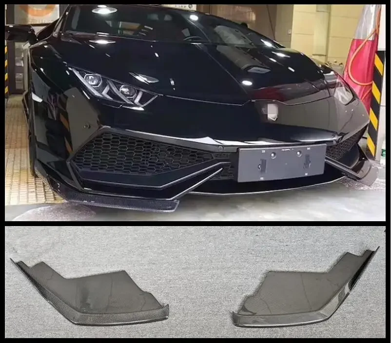 For Lamborghini Huracan LP580 LP610 2014-2020 Real Carbon Fiber Front Bumper Lip Splitters spoiler Lamp Cover Body Kit