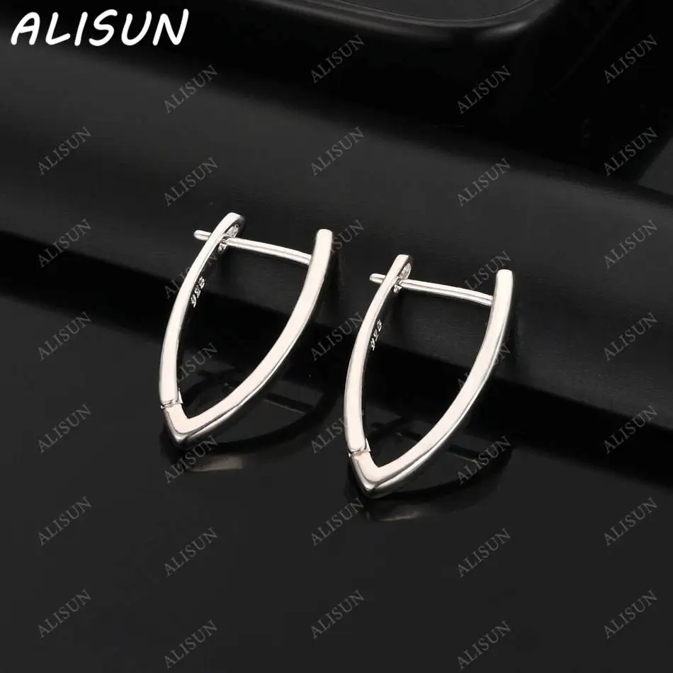 

ALISUN 925 Sterling Silver V-shaped Hoop Earrings For Women Grace Jewelry Trend Fashionable Birthday Party Gifts