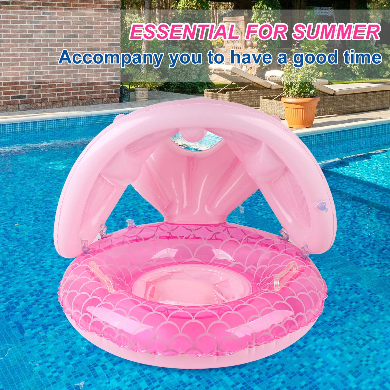 1 Stück Schwimmring mit Sonnendach, Pool-Float mit Sicherheitssitz, Schwimmring mit Sonnenschutz