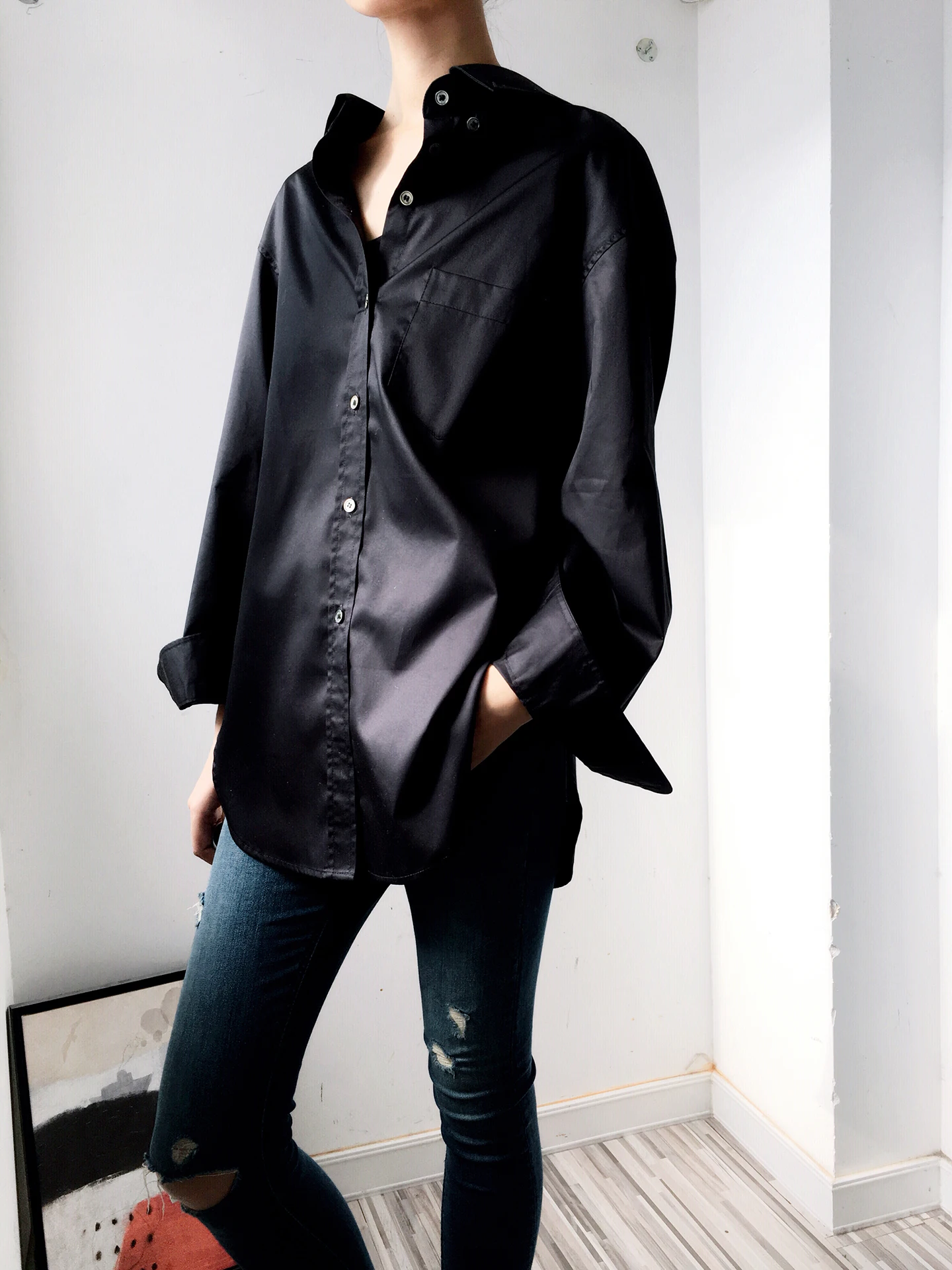 

Женская свободная рубашка Yans с длинным рукавом в полоску для осени и зимы, удобная, дышащая, из хлопка, для повседневной носки, в стиле «бойфренд»