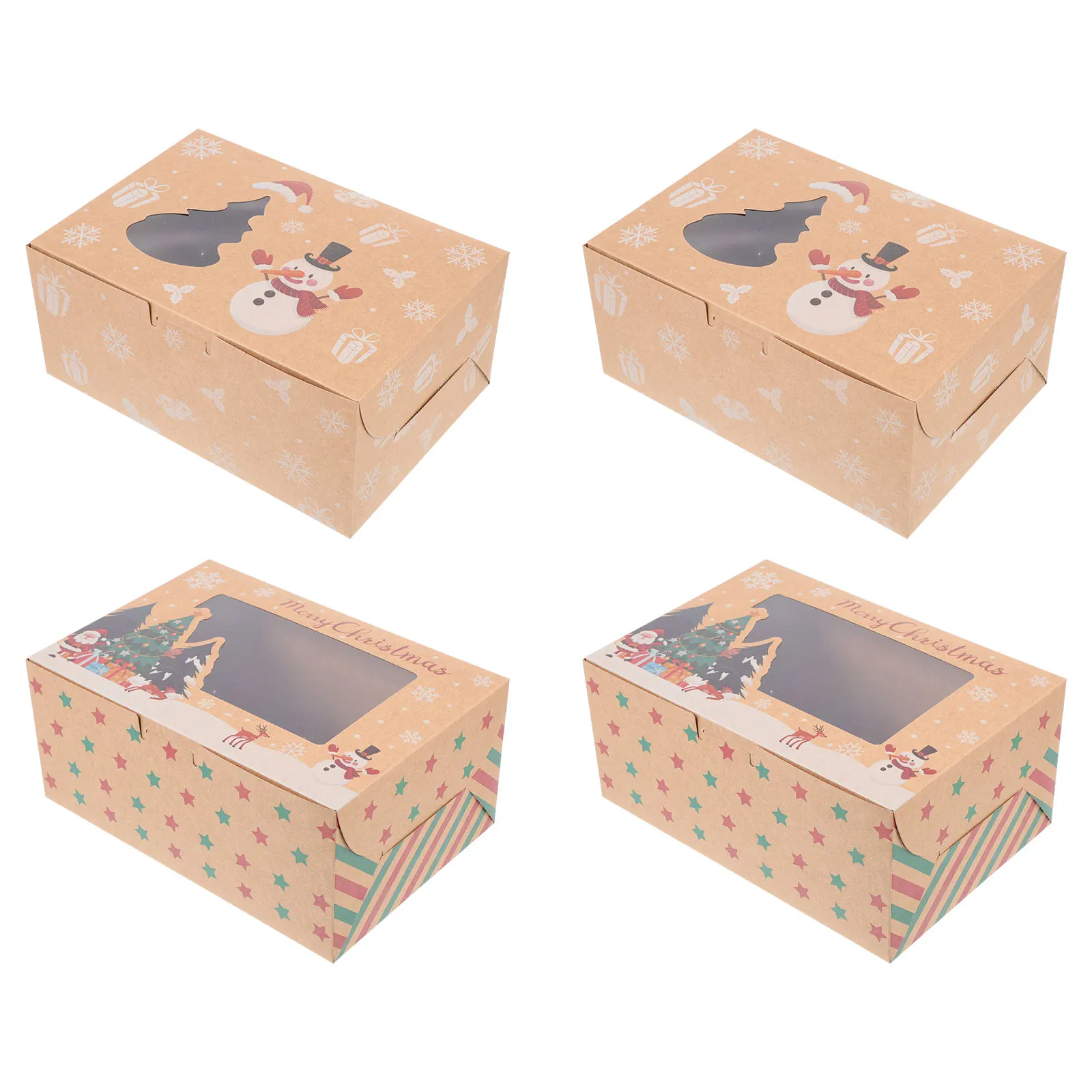 

10 Pcs Cake Paper Boxes Christmas Biscuits Cartoon Storage Containers Treat Boxes Premium Material Classic Patterns