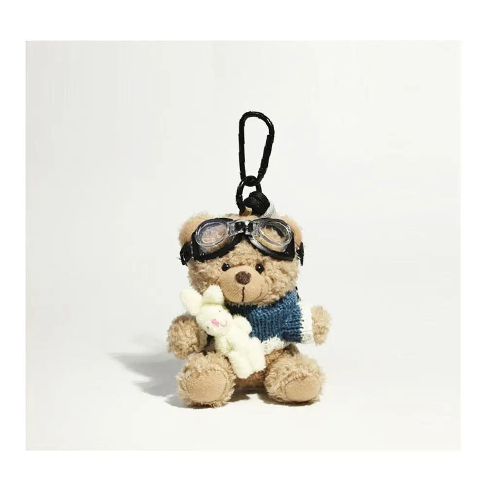 New Camera Plush Bear Pendant Sweater Panda Doll Keychain Sunglasses Creative Car Key Ring Gifts