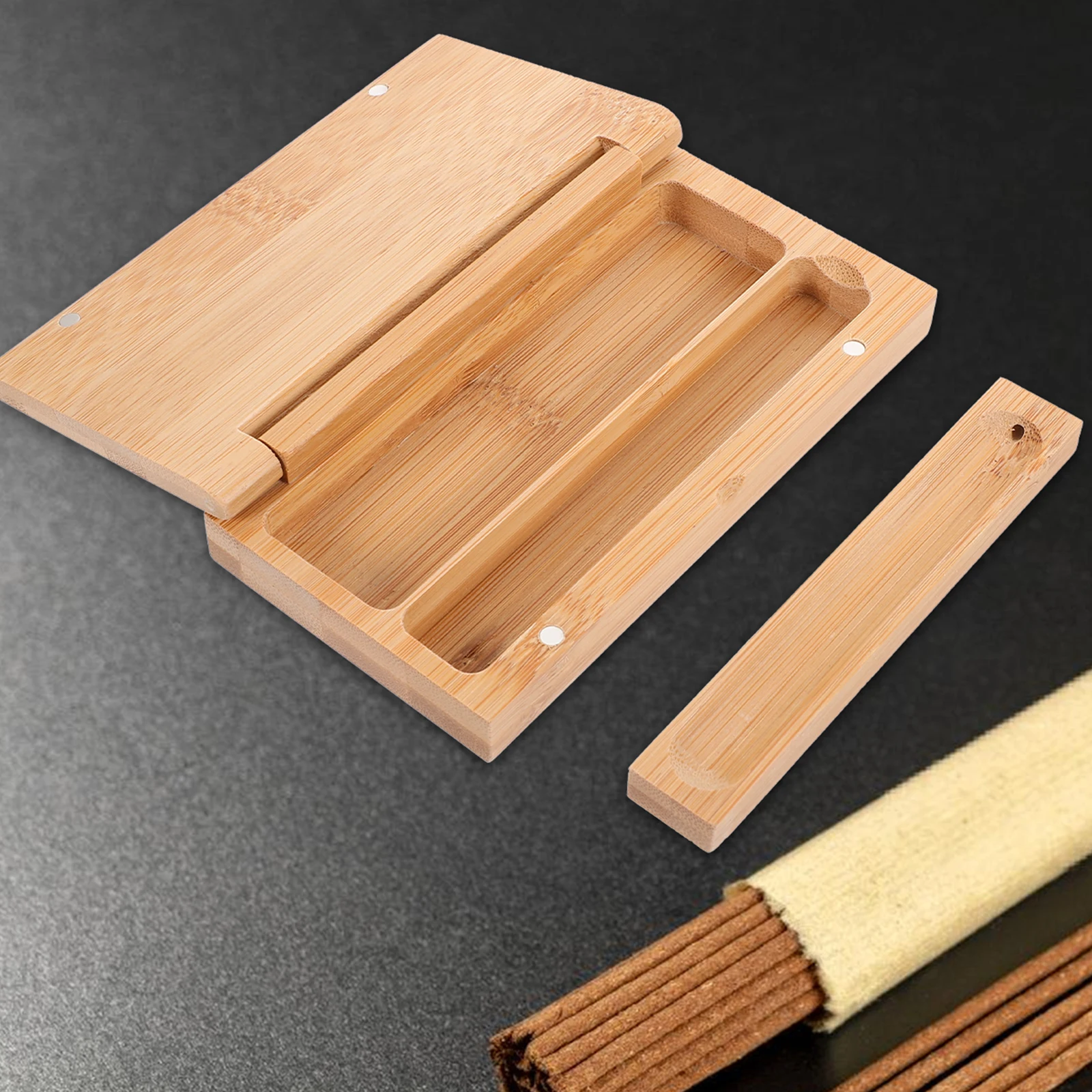 

2 Sets Bamboo Incense Box Stick Container Carbonized Wooden Holder Portable Aromatherapy Household Accessory Storage