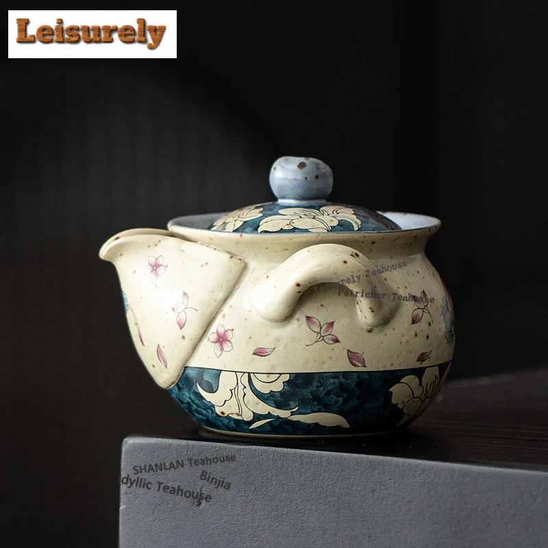 

200ML Caramel Glaze Butterfly Lily Vase Teapot Zen Tea Infuser Pot Tea Maker Kettle With Filter Chinese Tea Set Collection Craft
