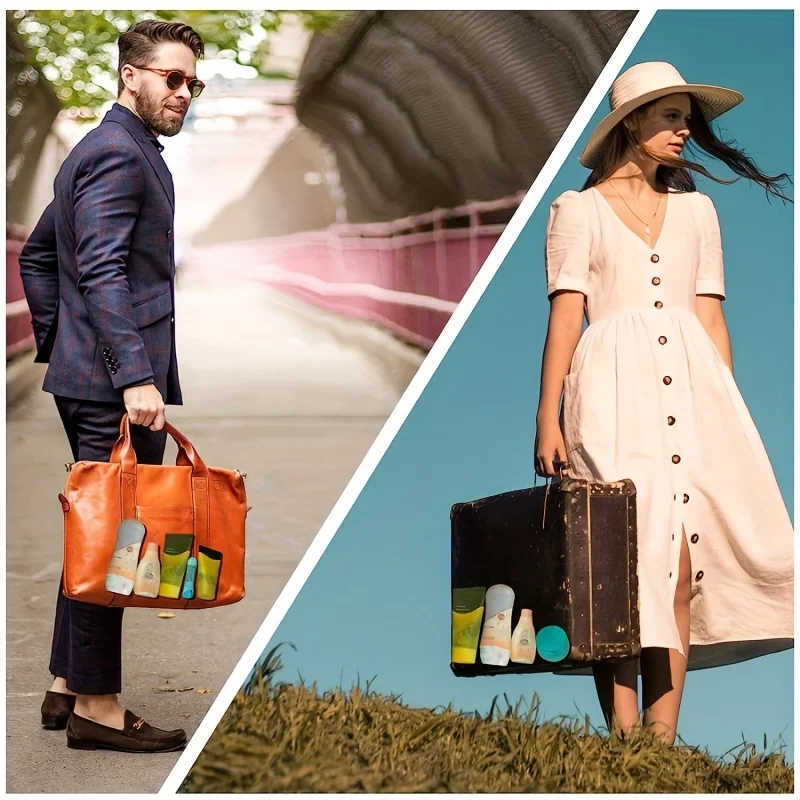 4 Stück Flaschenhüllen aus Silikon in zufälligen Farben, Reiseutensilien, Reisegrößen-Toilettenartikel und Essentials für Geschäftsreisen – Detail 9
