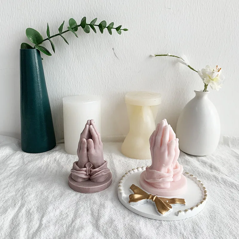 Prayer Hands Silicone Candle Mold 3D Gesture Crafts Resin Plaster Soap Cement Casting Molds Home Decor Handmade Gift Making