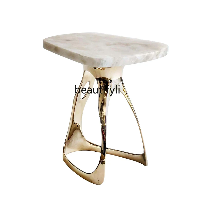 

Customized Nordic Personalized Designer Marble Coffee Table FRP Spray Plating Fashion Living Room Sofa Creative Small Table