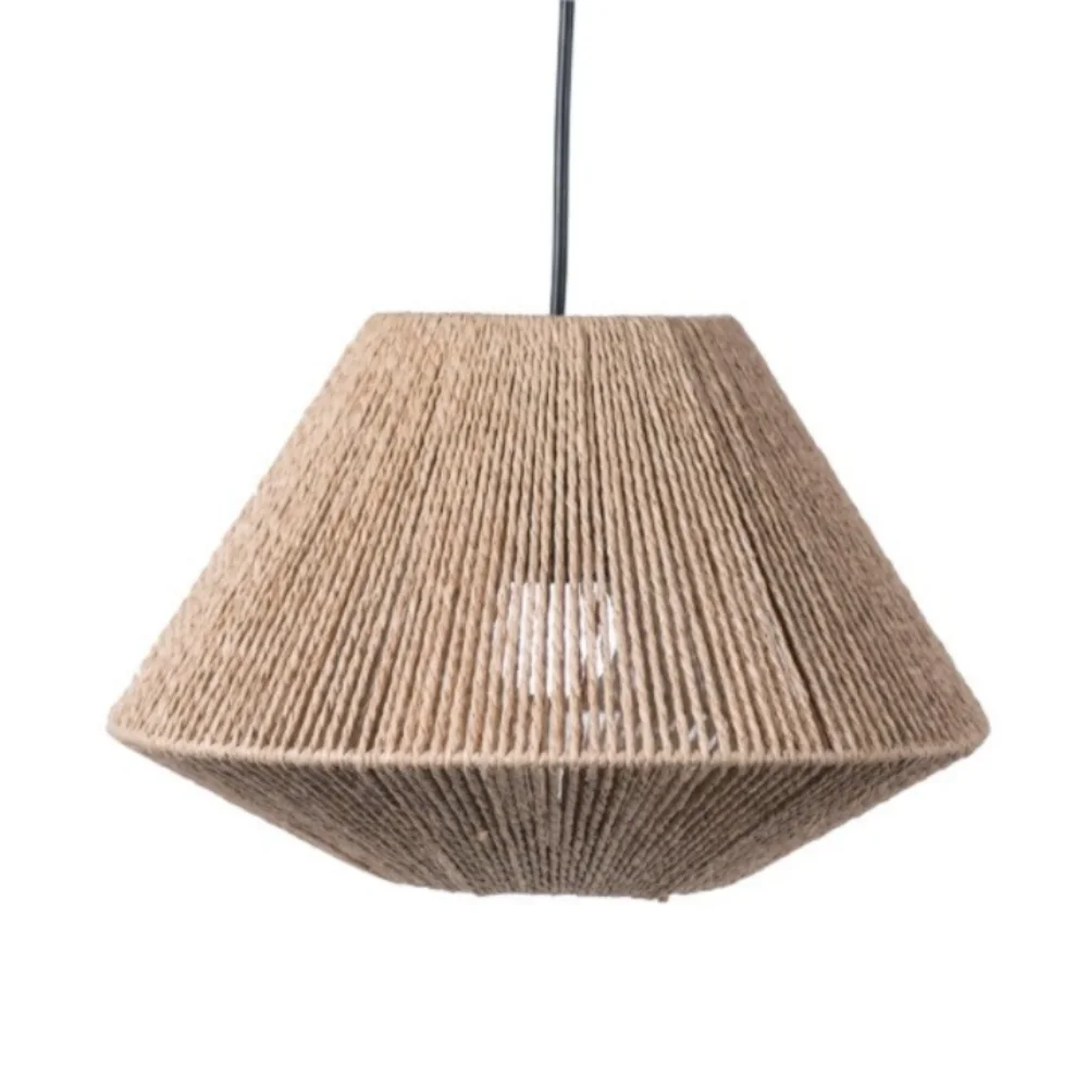 

Rustic Imitation Rattan Lampshade Hanging Design Creative Handmade Paper Weaving Lampshade Handcrafted Boho Style