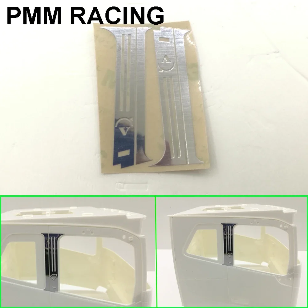 

1 Pair Metal Side window post Stickers For 1/14 Tamiya RC Truck car VOLVO 56360 FH16 FH12 Decorative piece