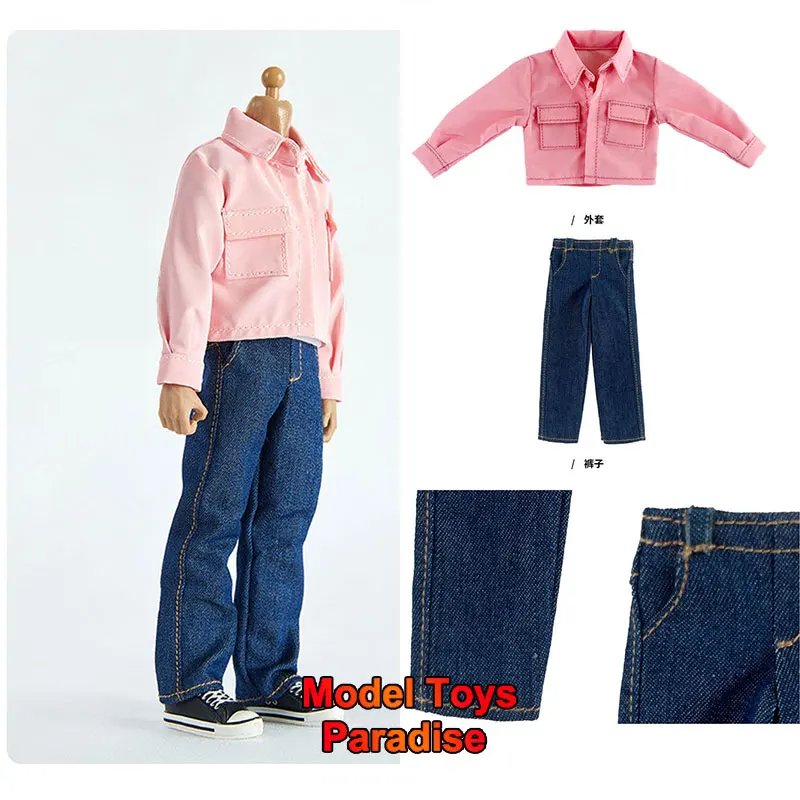 

Модная повседневная рубашка и свободные прямые джинсы для фигурок солдат 1/12 масштаба (мужские и женские), подходят для тел фигурок 6 дюймов.