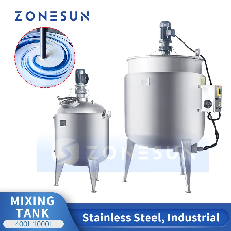 ZONESUN Agitator Stirring Blending Vessel Emulsifier Cosmetics Mixing Tank Food Chemicals Homogenizing Equipment ZS-MB100L